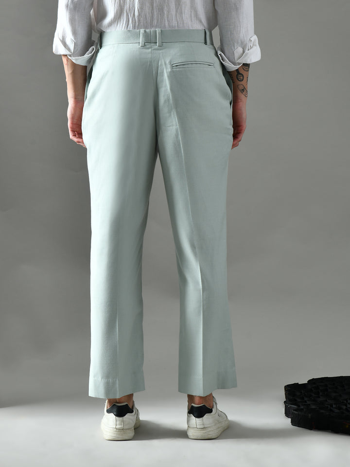 Regular Fit Crepe Trousers (Pista Green)