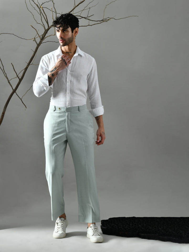 Regular Fit Crepe Trousers (Pista Green)