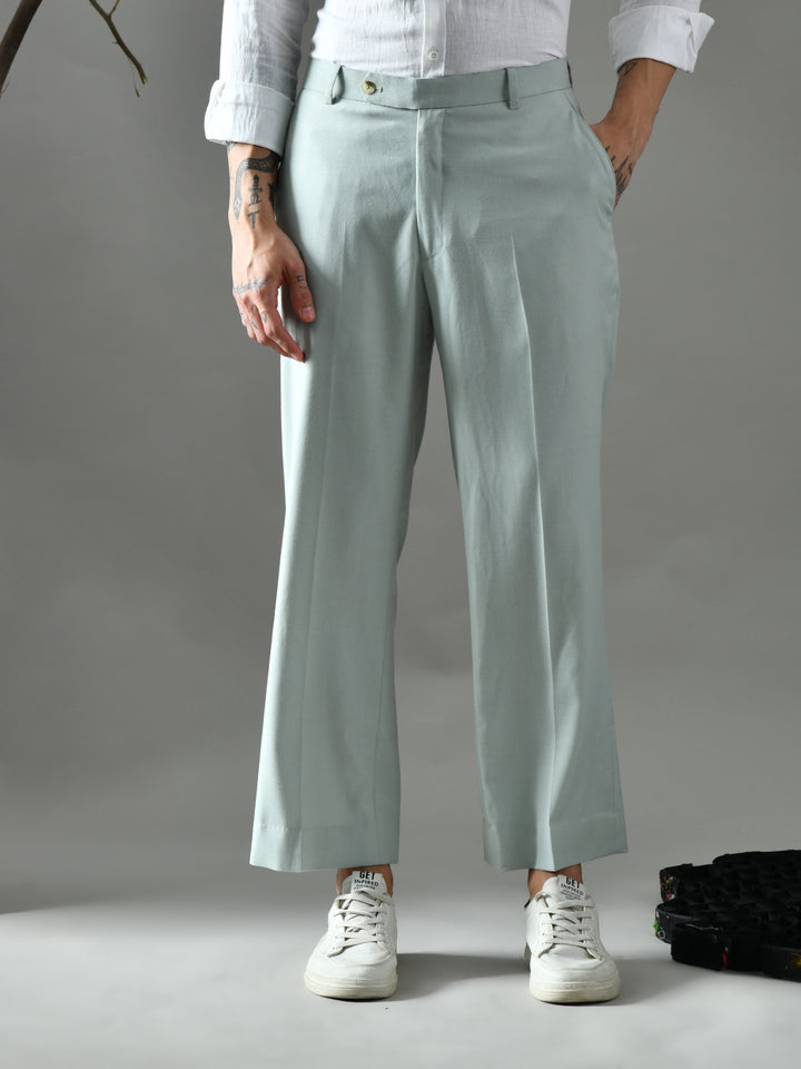 Regular Fit Crepe Trousers (Pista Green)