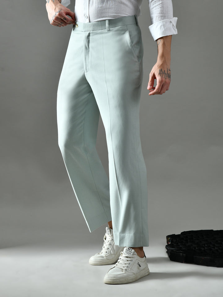 Regular Fit Crepe Trousers (Pista Green)
