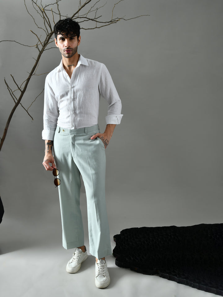 Regular Fit Crepe Trousers (Pista Green)