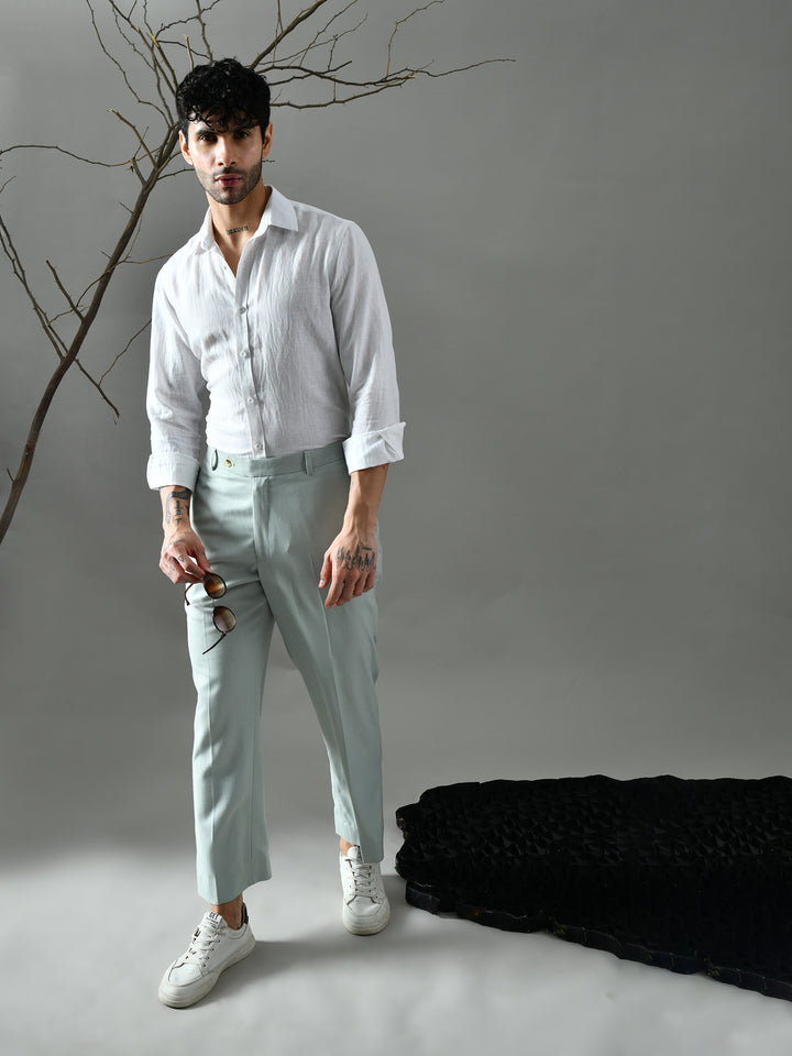Regular Fit Crepe Trousers (Pista Green)