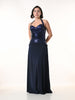 MIRAGE Navy Sequin Halter Evening Dress