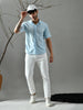 Straight Fit Embroidered Poplin Shirt (Powder Blue)