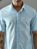 Straight Fit Embroidered Poplin Shirt (Powder Blue)