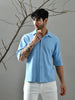 Loose Fit Waffle Knit Shirt (Sky Blue)