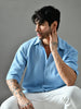 Loose Fit Waffle Knit Shirt (Sky Blue)