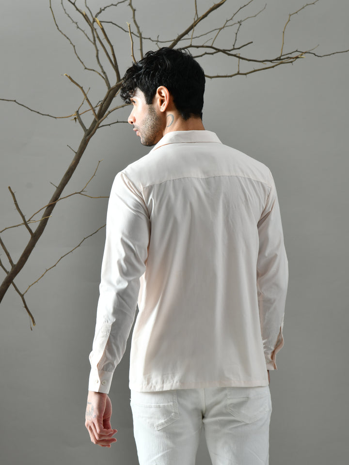 Regular Fit Cotton Satin Shirt (Pale Pink)