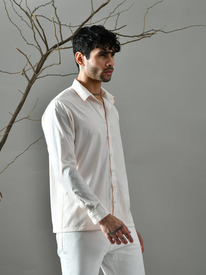 Regular Fit Cotton Satin Shirt (Pale Pink)