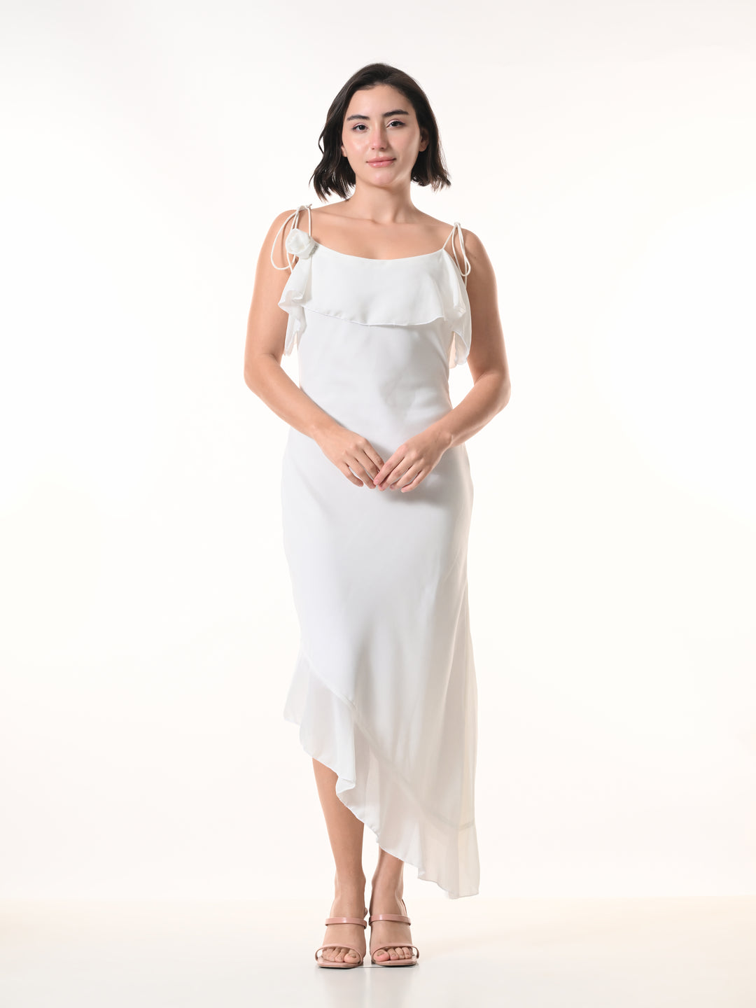 Celeste white Georgette Western Dress