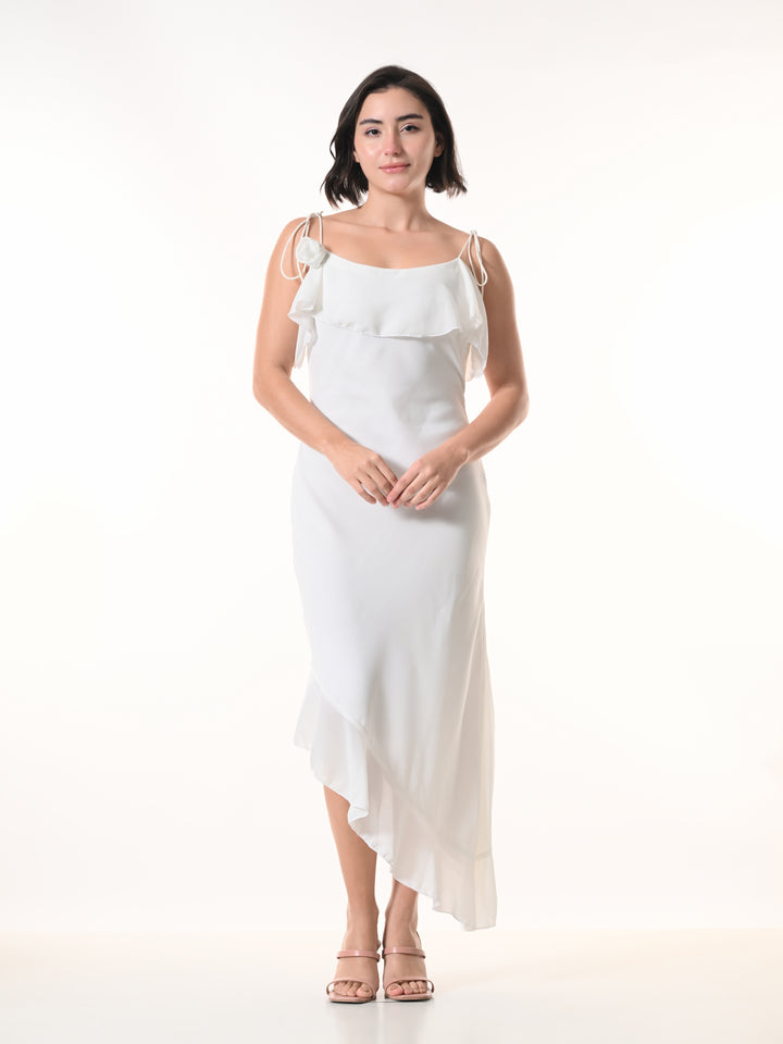 Celeste white Georgette Western Dress