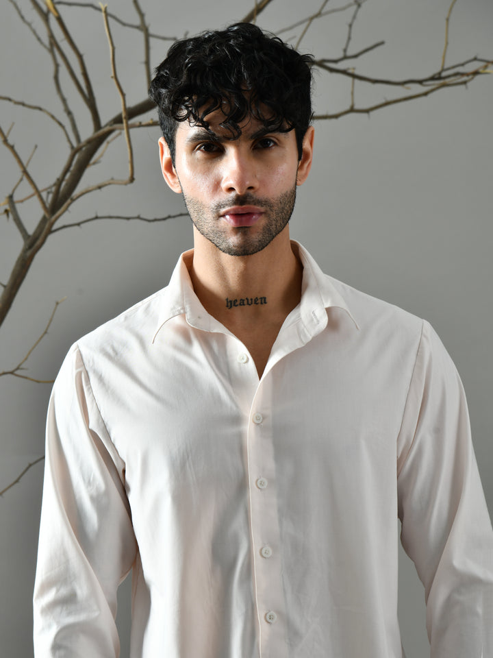 Regular Fit Cotton Satin Shirt (Pale Pink)