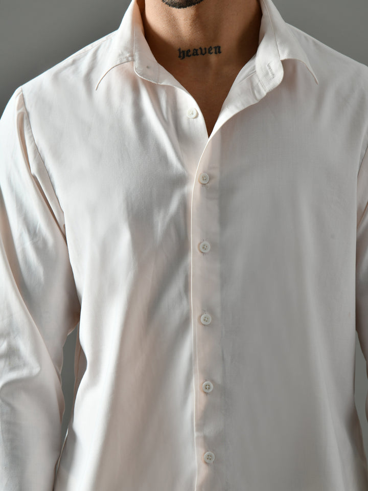 Regular Fit Cotton Satin Shirt (Pale Pink)
