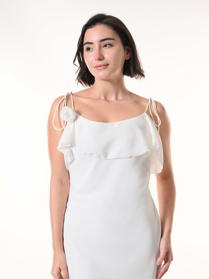 Celeste white Georgette Western Dress