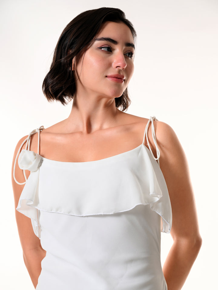 Celeste white Georgette Western Dress