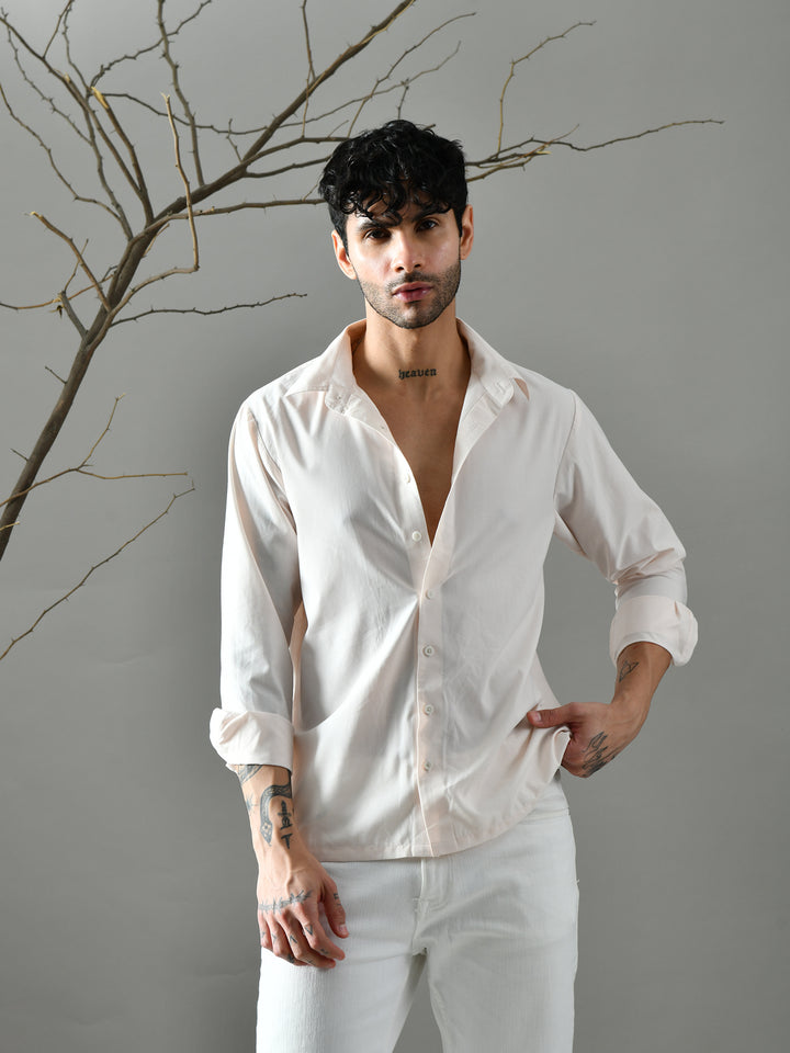 Regular Fit Cotton Satin Shirt (Pale Pink)