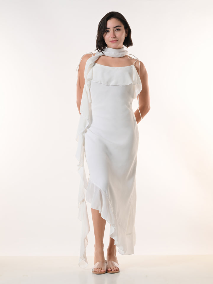 Celeste white Georgette Western Dress