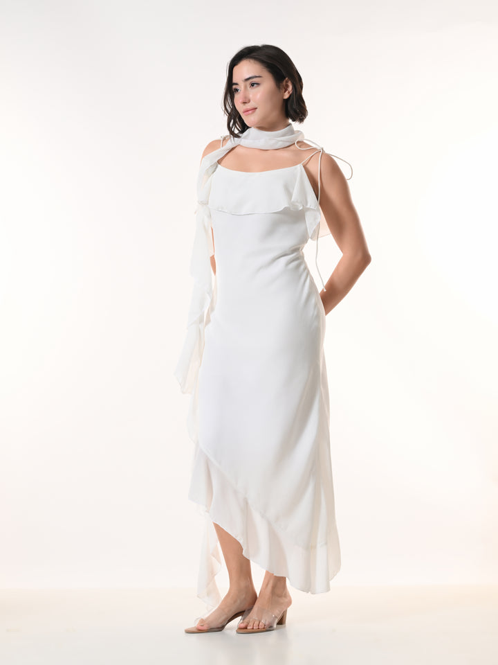 Celeste white Georgette Western Dress