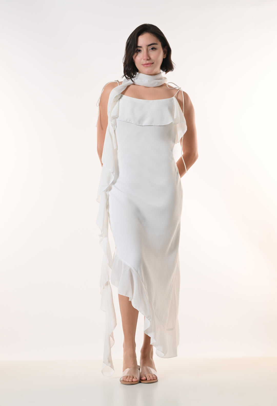 Celeste white Georgette Western Dress