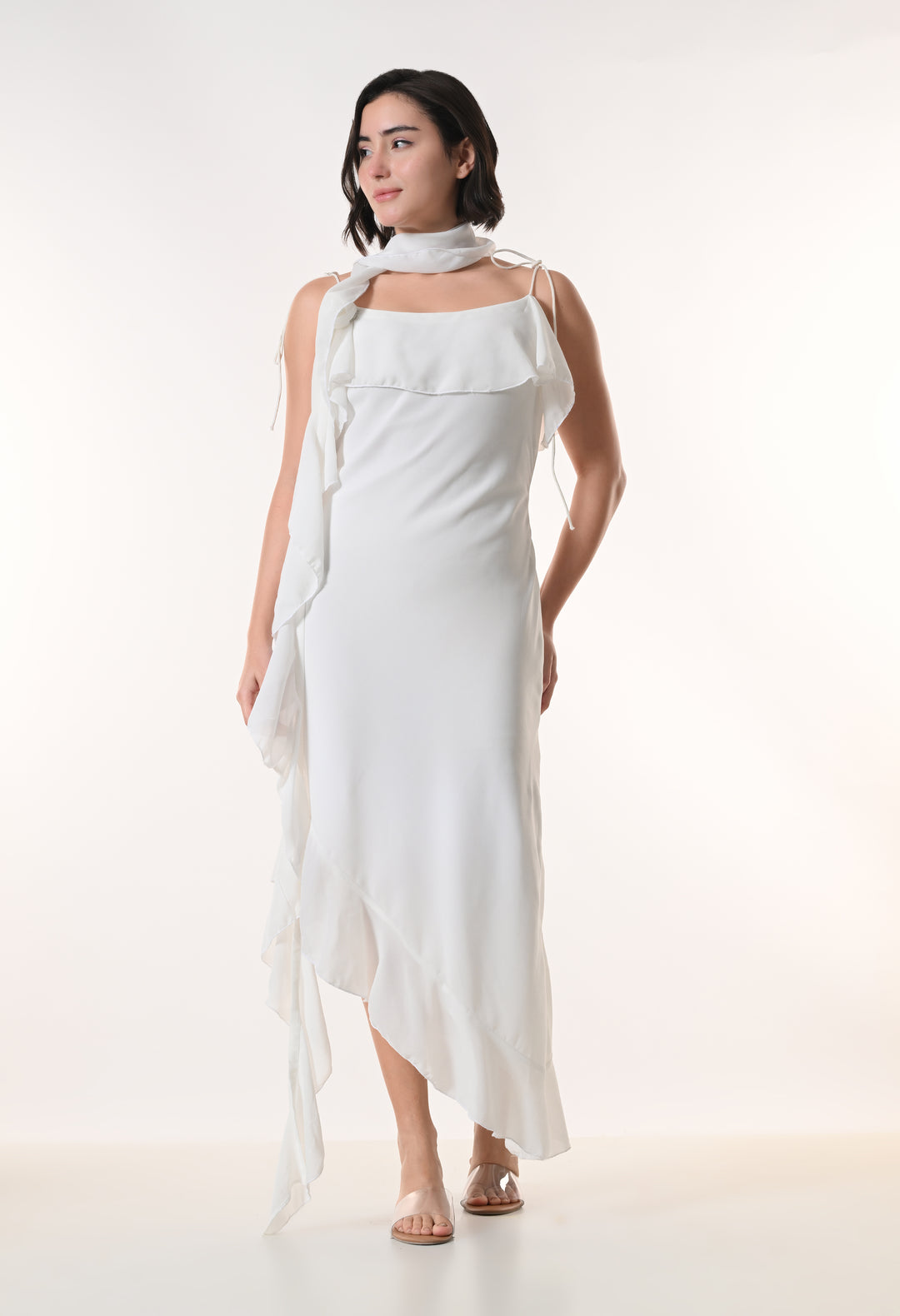 Celeste white Georgette Western Dress