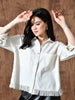 Jane White Twill Non-Denim Western Shirt (White)