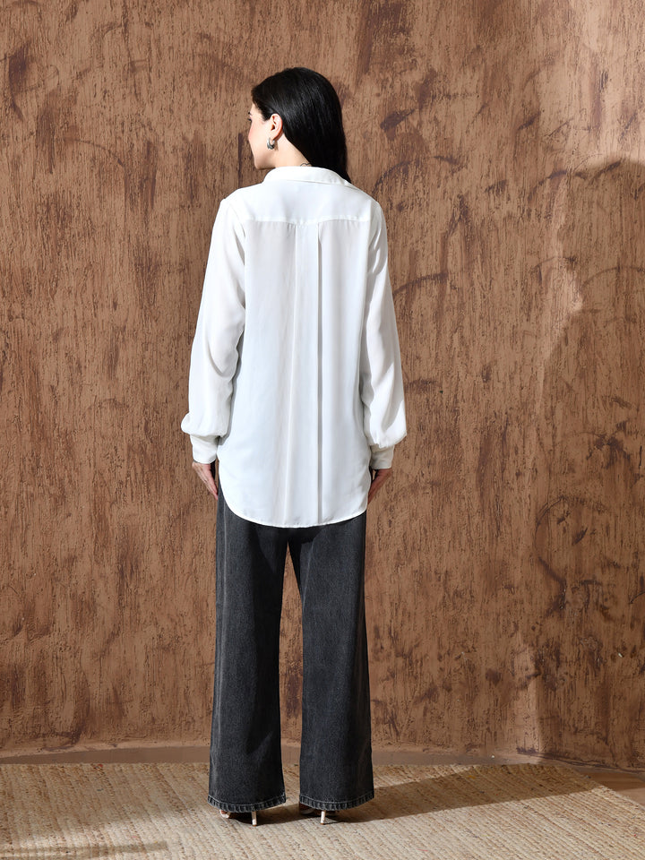 Pure Georgette Western Shirt (White)