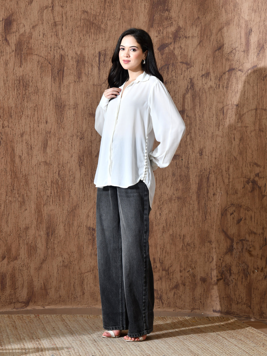 Pure Georgette Western Shirt (White)