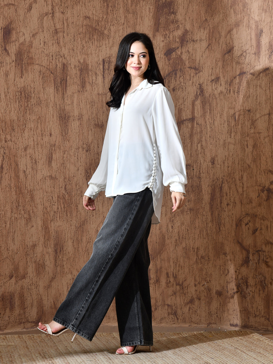 Pure Georgette Western Shirt (White)