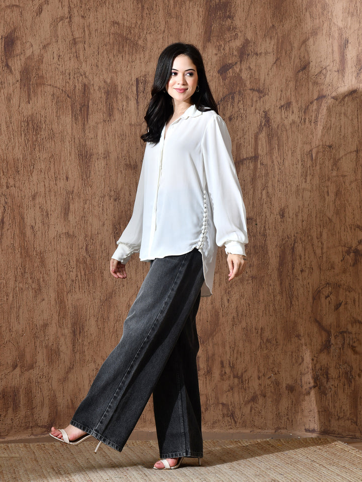 Pure Georgette Western Shirt (White)