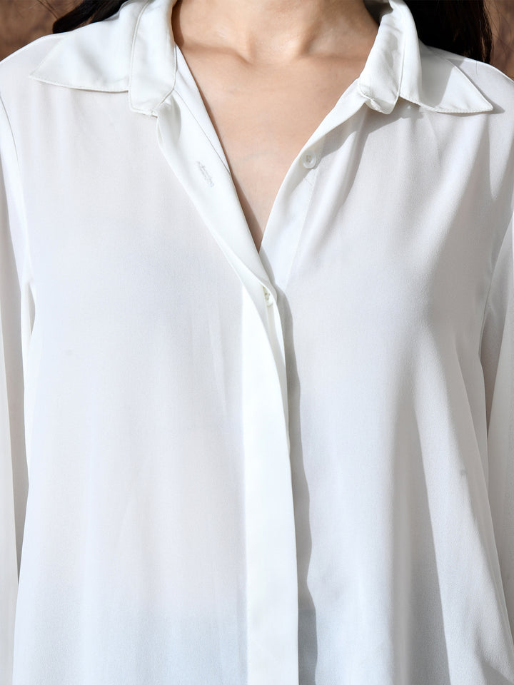Pure Georgette Western Shirt (White)
