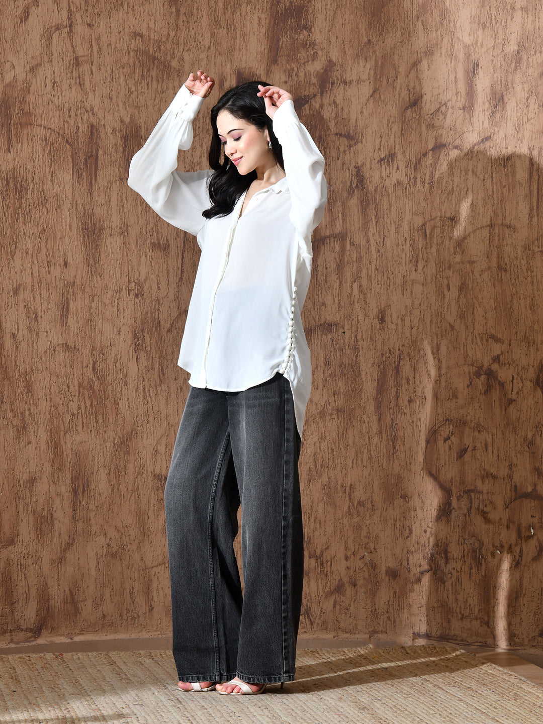 Pure Georgette Western Shirt (White)