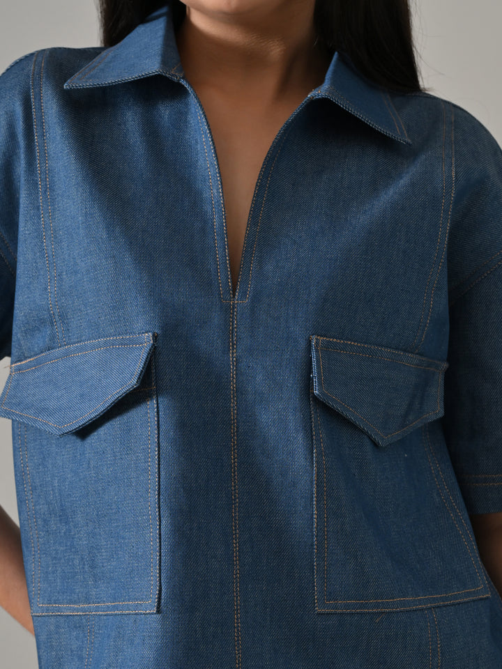 ENNIS OVERSIZED TOP (DENIM BLUE)