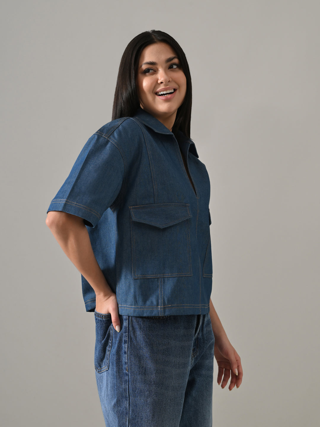 ENNIS OVERSIZED TOP (DENIM BLUE)