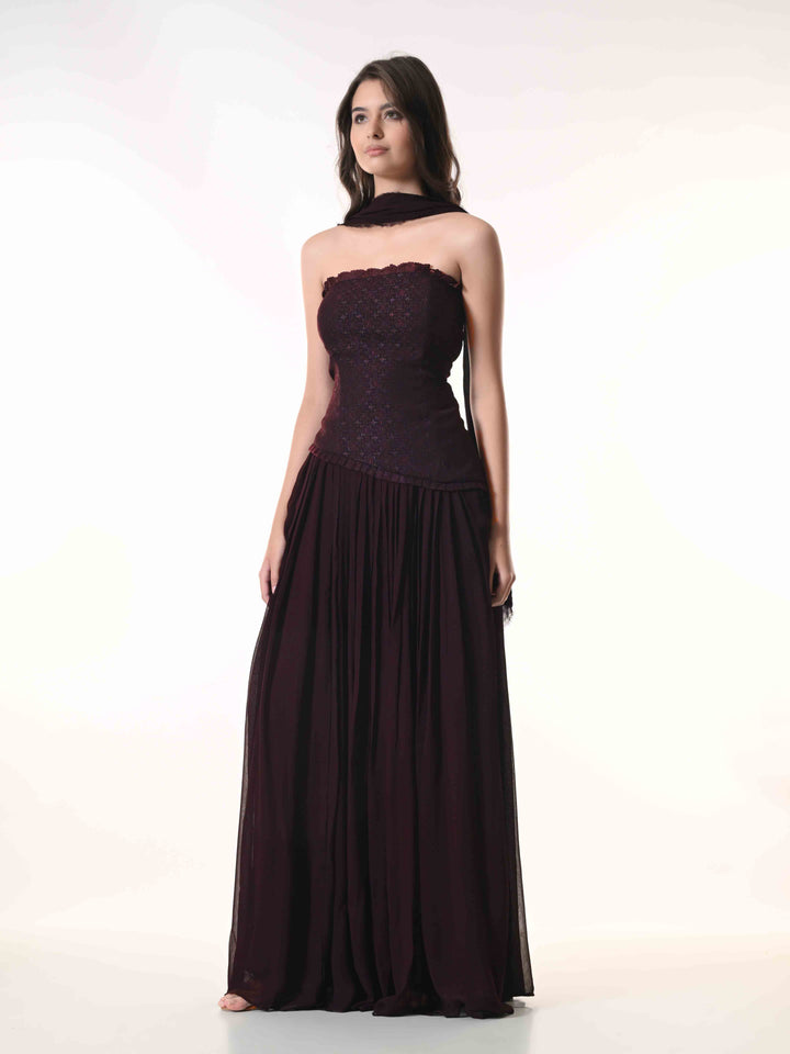 Mae, Indo Western Skirt Set (Wine)