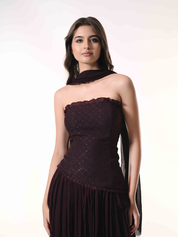 Mae, Indo Western Skirt Set (Wine)