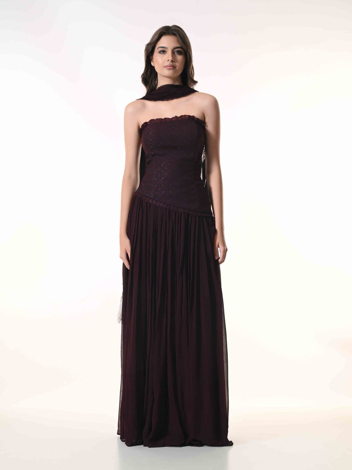 Mae, Indo Western Skirt Set (Wine)