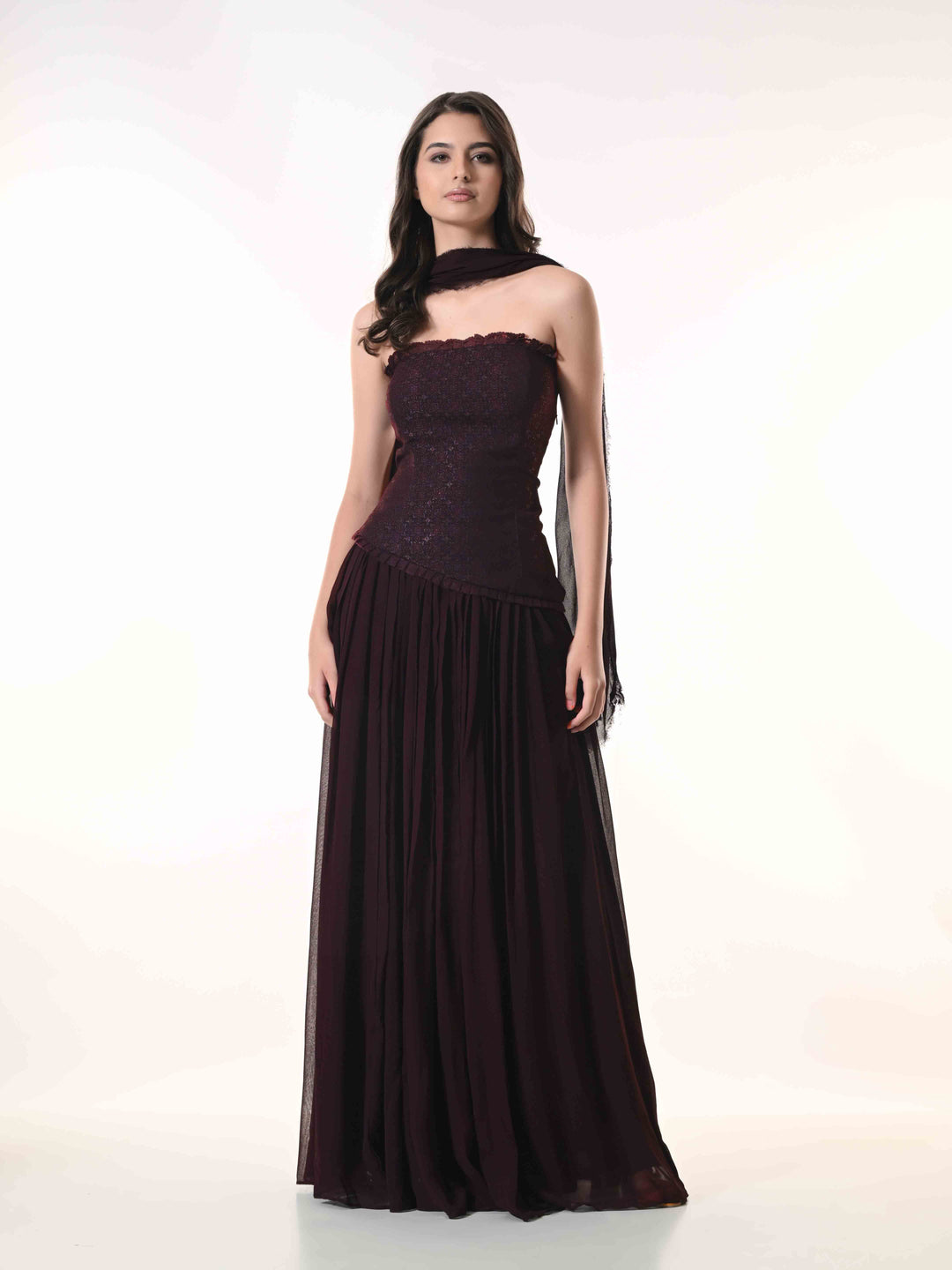 Mae, Indo Western Skirt Set (Wine)