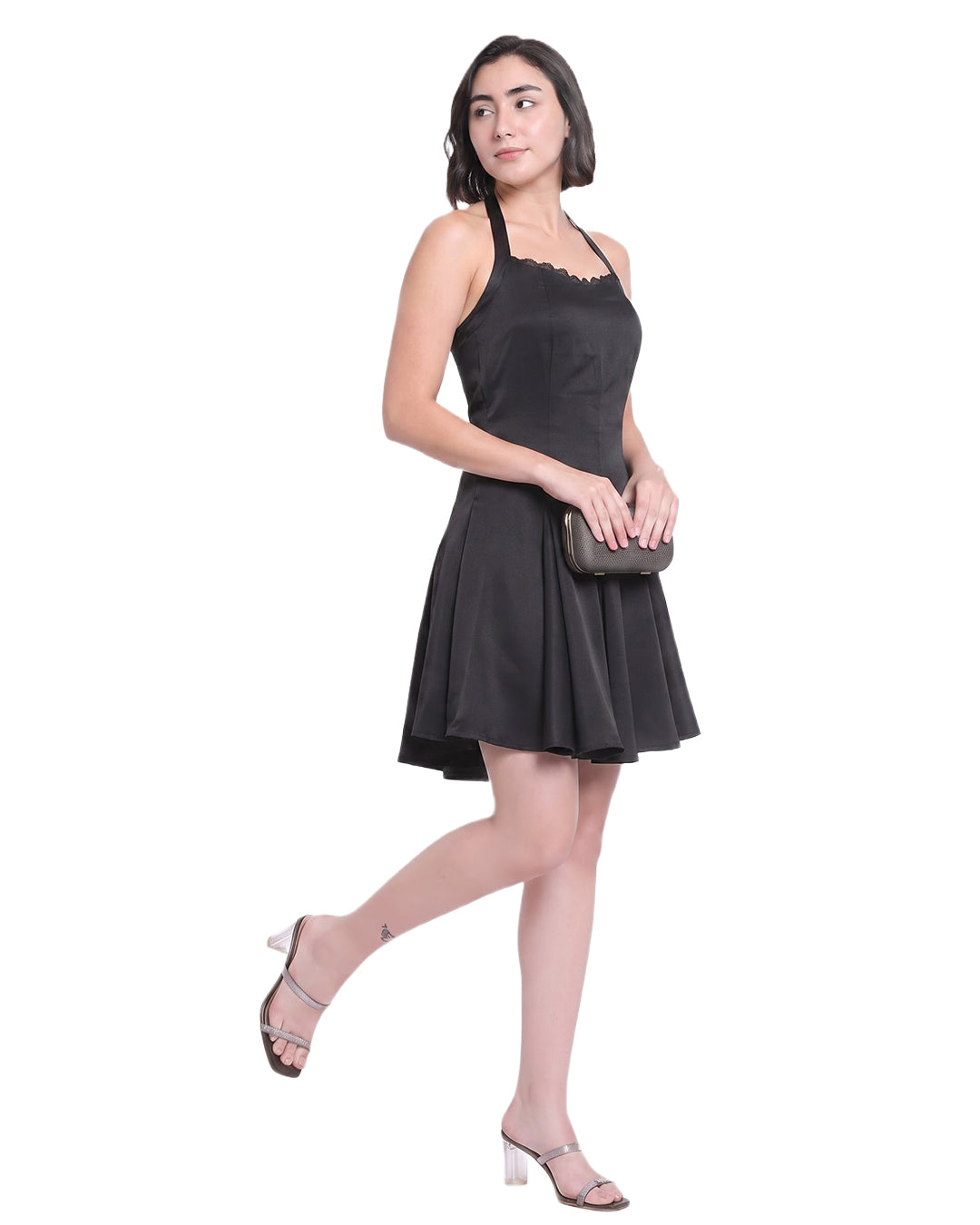 GIGI, Flare Fit Western Wear Dress (Black)