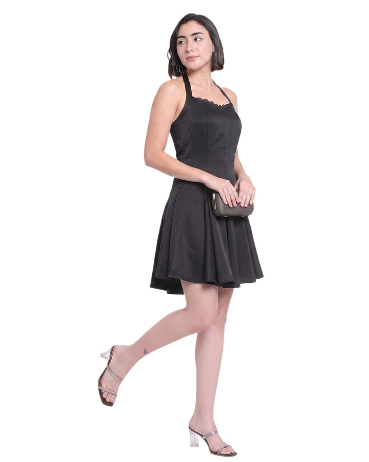 GIGI, Flare Fit Western Wear Dress (Black)