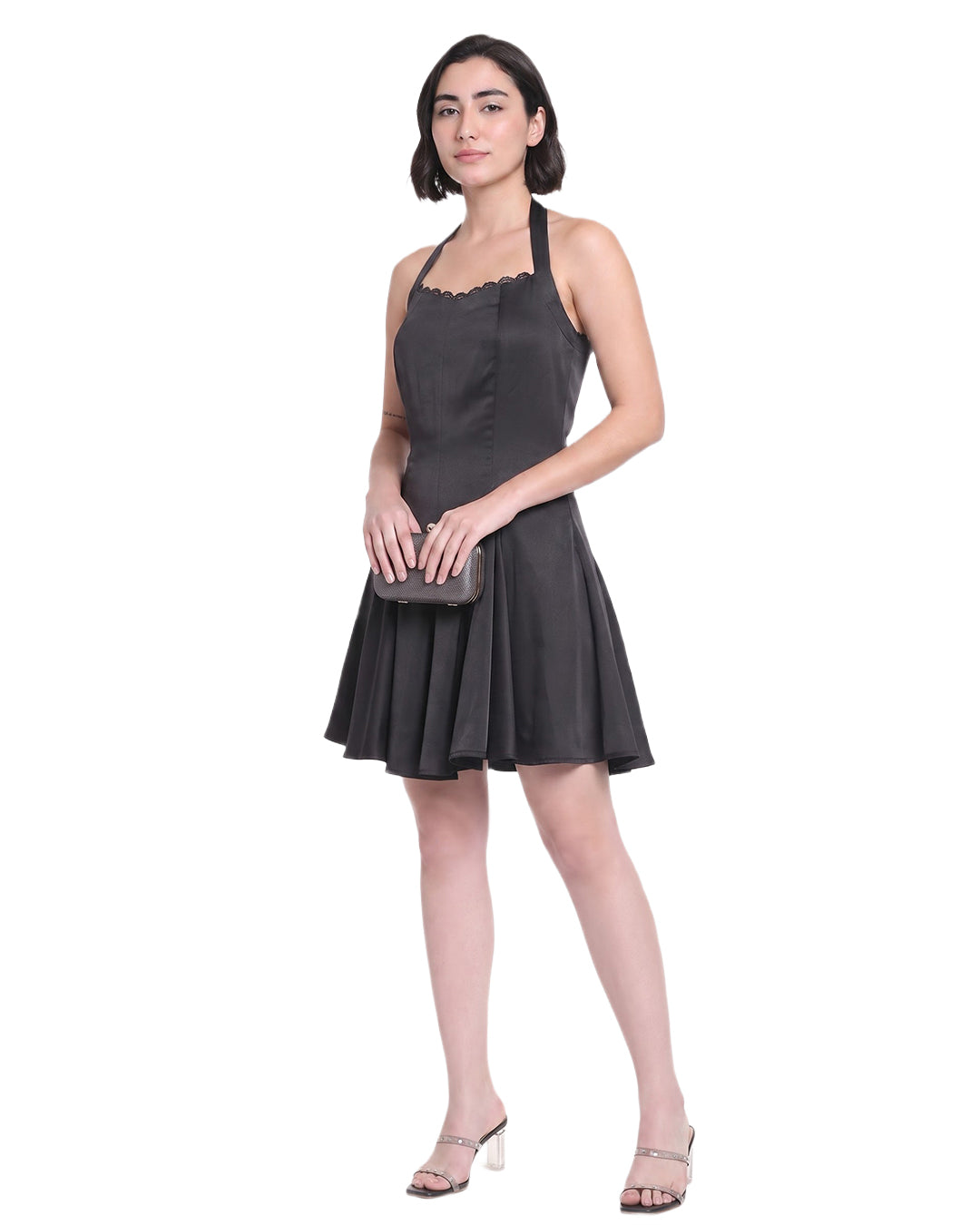 GIGI, Flare Fit Western Wear Dress (Black)