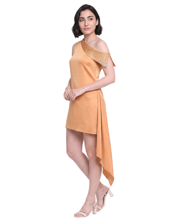 HANNAH, Slim Fit Polyester Western Wear Dress (Chrome yellow)