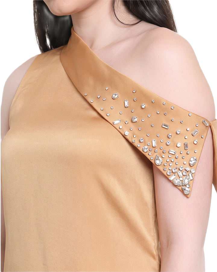 HANNAH, Slim Fit Polyester Western Wear Dress (Chrome yellow)