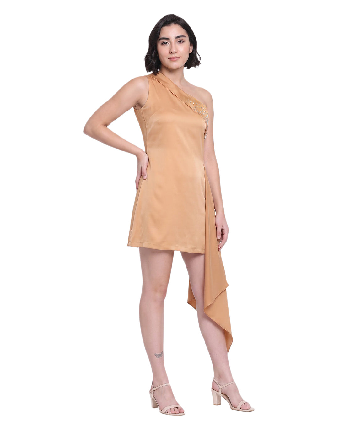 HANNAH, Slim Fit Polyester Western Wear Dress (Chrome yellow)