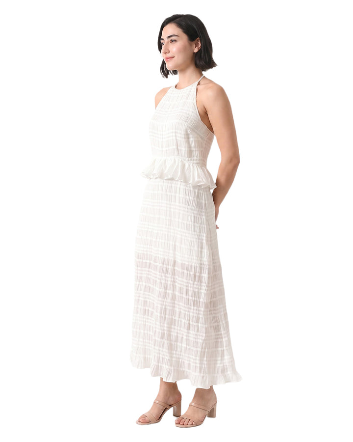 COVE Textured Halter Dress (White)