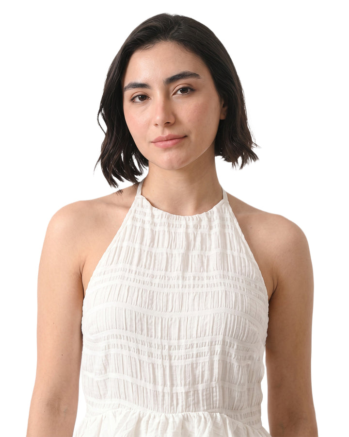 COVE Textured Halter Dress (White)