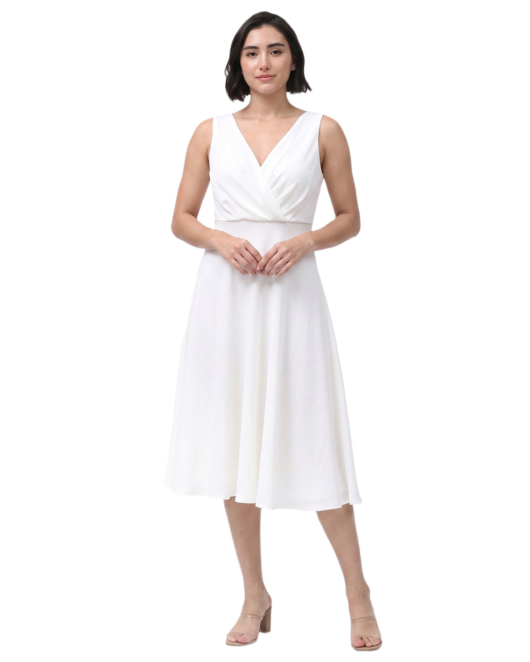 DOVE, GORGETTE, Party Wear Dress (Off-White)
