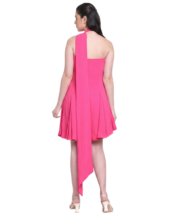 MAEVE Pink Asymmetric Georgette Dress
