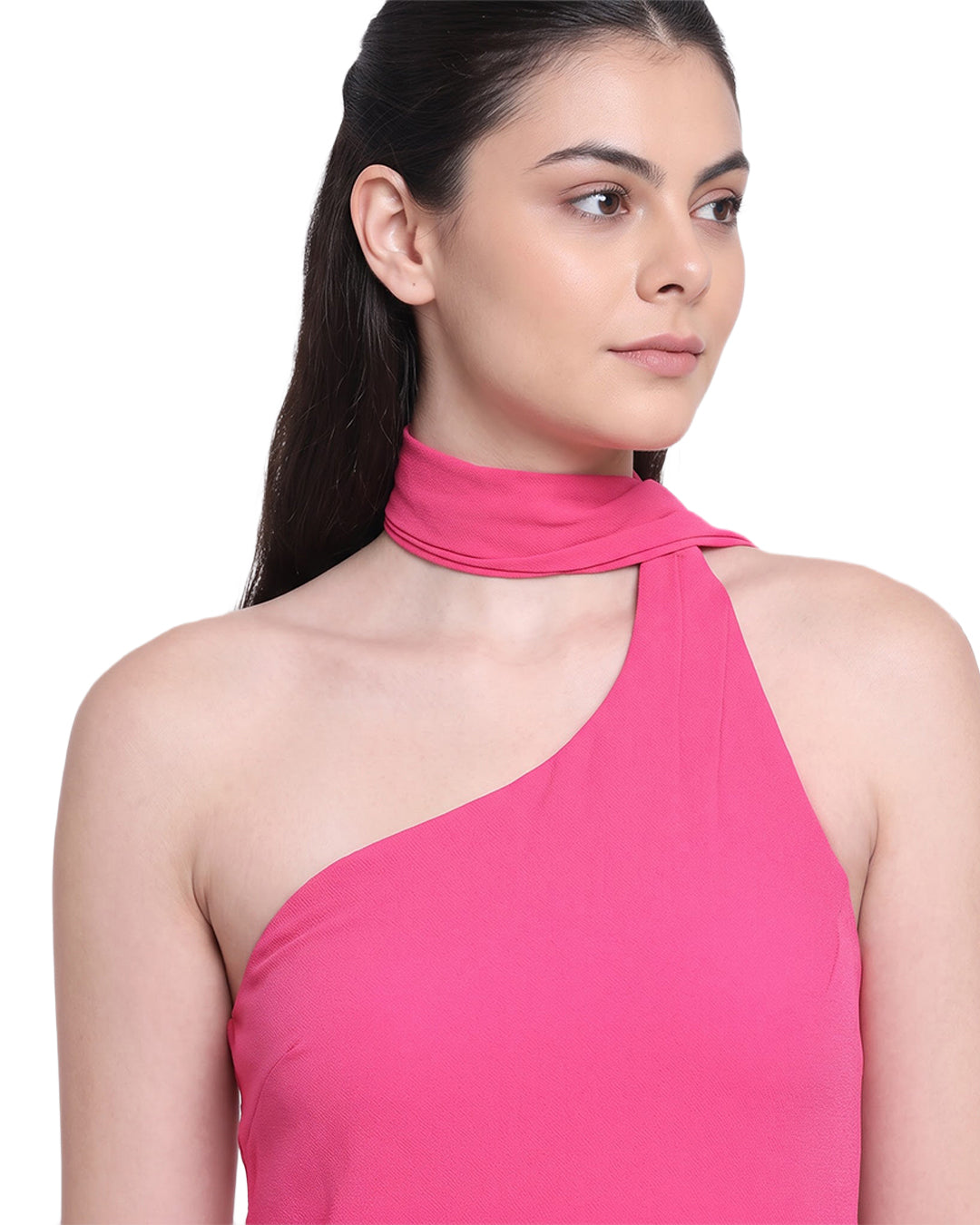 MAEVE Pink Asymmetric Georgette Dress