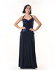 MIRAGE Navy Sequin Halter Evening Dress