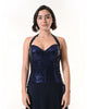 MIRAGE Navy Sequin Halter Evening Dress